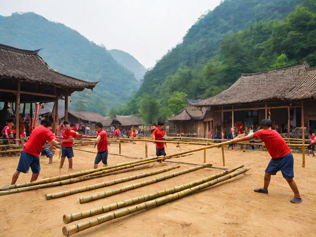 九游体育网站_ 乡村特色竹竿挤拔河，传承传统民俗运动，拔竹竿神器