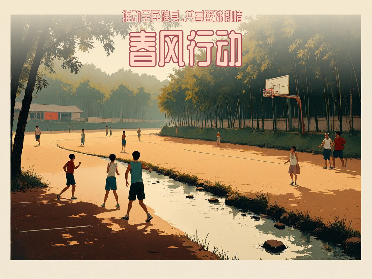 jiuyou.com_ 中国农村地区篮球普及“春风行动”，推动全民健身，春节农村篮球比赛海报